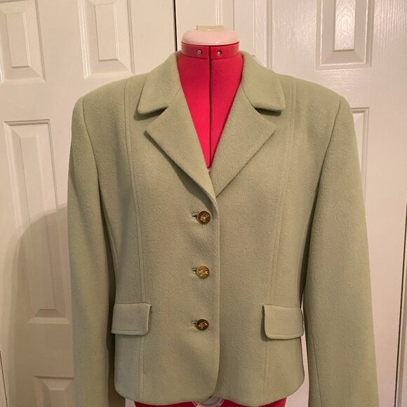 Burberry Cashmere Jacket Womens size 12 - Green - Picture 1 of 10